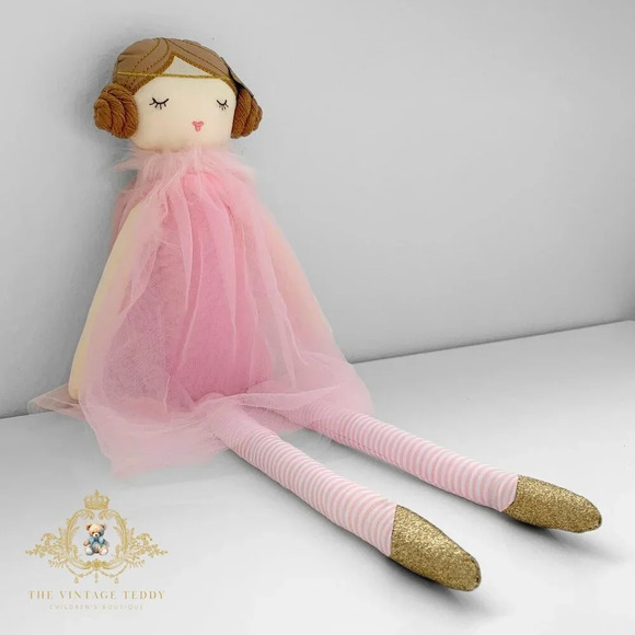 NWT Pretty Girls Princess Ballerina Plush Dolly Handmade Doll Cute Kids Toy Pink - Picture 2 of 4